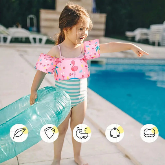 Дитячий плавальний жилет із нарукавниками для плавання "Фламінго", зручна застібка на спині | Зображення 9