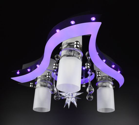 Люстра стельова Космос з кольоровим LED підсвічуванням та авто відключенням з пультом 25180 Чорний 20х50х50 см. | Зображення 7