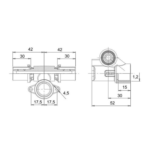 Прес-фітинг Icma-трійник 1/2" ух16 настінний прохідний No 422 | Зображення 1