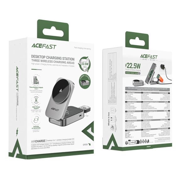 БЗУ Acefast E22 desktop 3in1 15W Metal gray | Зображення 5