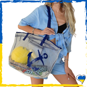 Сумка пляжна жіноча прозора синя. Сумка пляжна вмістка