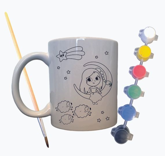 Набор для творчества кружка раскраска "Девочка на луне" 330 мл белая