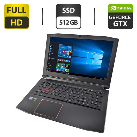 Игровой ноутбук Acer Predator Helios 300 G3 / 15.6" (1920x1080) IPS / Intel Core i7-7700HQ (4 (8) ядра по 2.8 - 3.8 GHz) / 16 GB DDR4 / 512 GB SSD / nVidia GeForce GTX 1060, 3 GB GDDR5, 192-bit / WebCam б/у