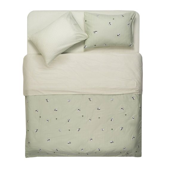 Набір постільної білизни 1,5сп Ardesto Gloria, 160х220см, 100% бавовна, сатин, панди, зелений (ART1622PS) | Зображення 2