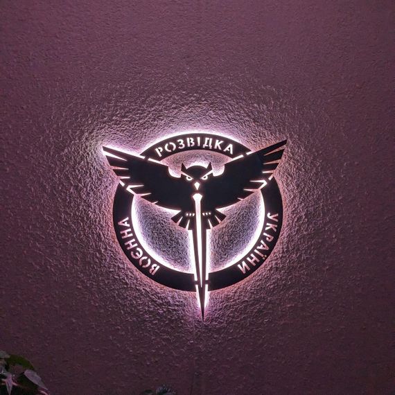 Панно декоративная картина на стену Военная разведка Украины LED 16 цветов пульт 500х500 acr-p000136 | Зображення 2