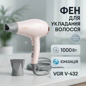 Фен практичний VGR, Класичний фен для волосся, Професійний фен для об'єму побутовий волосся VA-88