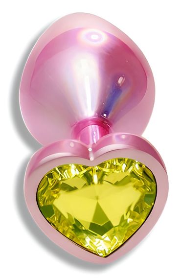 Анальна пробка з кристалом EGZO - Pink Perl Heart Plug Lime, size S Sex Aura | Зображення 1