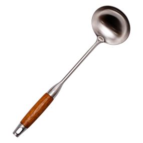 Половник металлический кухонный 27 (см) из нержавейки с деревянной ручкой HP-8-45