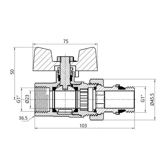SD Кран Американка з антипротічкою 1" PN40 конус SD900NW25PN40 | Зображення 1