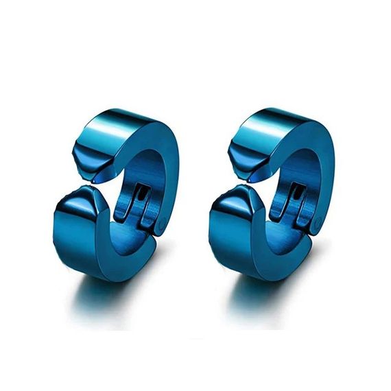 Чоловічі сережки у формі кільця маленькі зі сталі Circle Edge сині