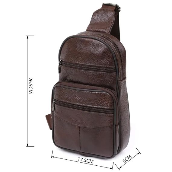 Стильная мужская кожаная сумка слинг среднего размера из качественной итальянской кожи в фирменной упаковке JD-81 | Зображення 3