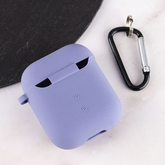 Силиконовый футляр с микрофиброй для наушников Airpods 1/2 Серый / Lavender Gray | Зображення 3
