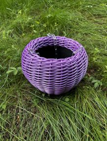 Підвісне кашпо Фіолетове 5л плетене кашпо з гачками з ротангу для балкона саду дому