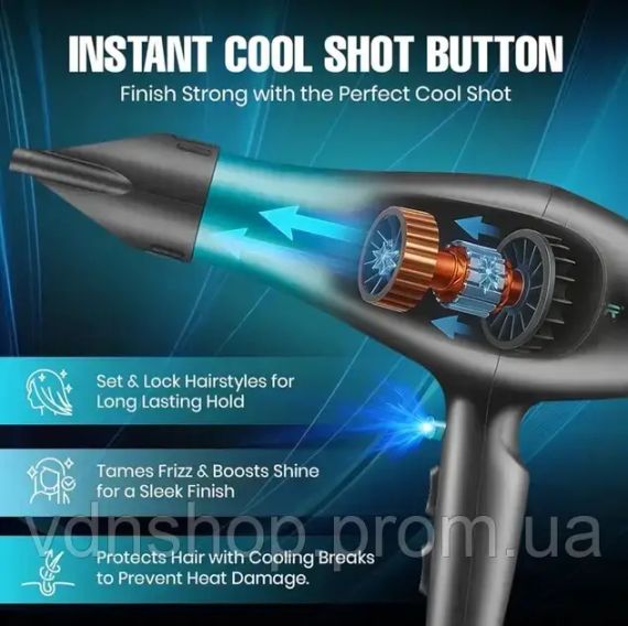 Профессиональный мощный фен для волос VGR V-455 с холодным и горячим воздухом 2400 Вт | Зображення 6