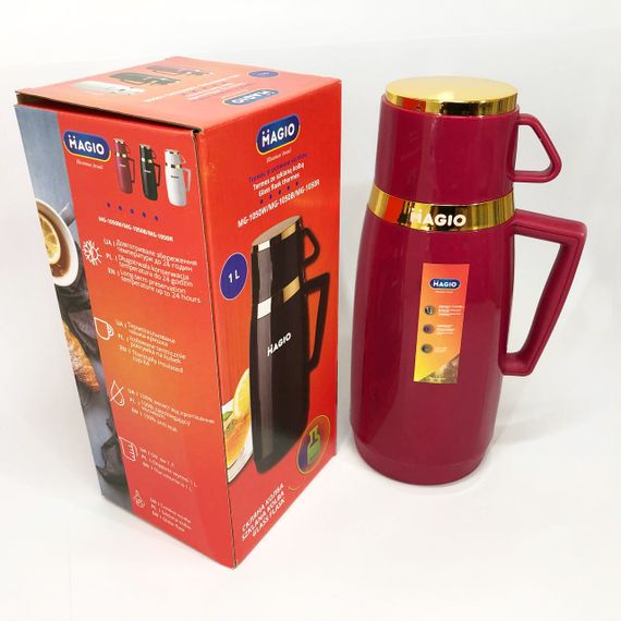 Термос Magio MG-1050R зі скляною колбою, Термос для питної води, Термос із нержавіючої сталі. Колір: червоний | Зображення 7