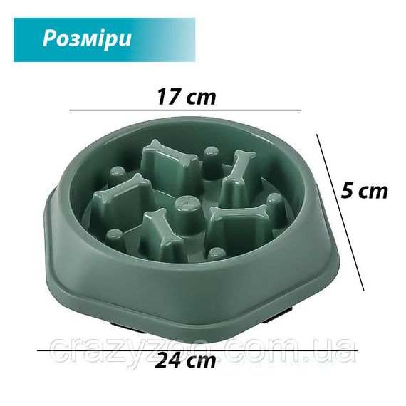 Миска для повільного годування для собак EcoToys пластикова оливкова 23.5х4.5 см 6878 | Зображення 1