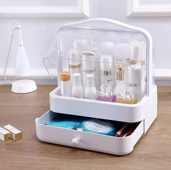 Органайзер для косметики 2 секции (розовий) YM206 Single Drawer | Косметический органайзер | Зображення 3
