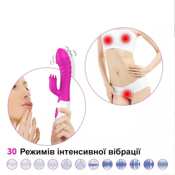 Ребристий вібратор - кролик для подвійної стимуляції (рожевий, USB) | Зображення 3