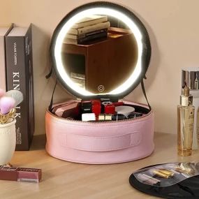 Косметичка-органайзер с LED зеркалом, 29х28х11 см/Дорожная косметичка