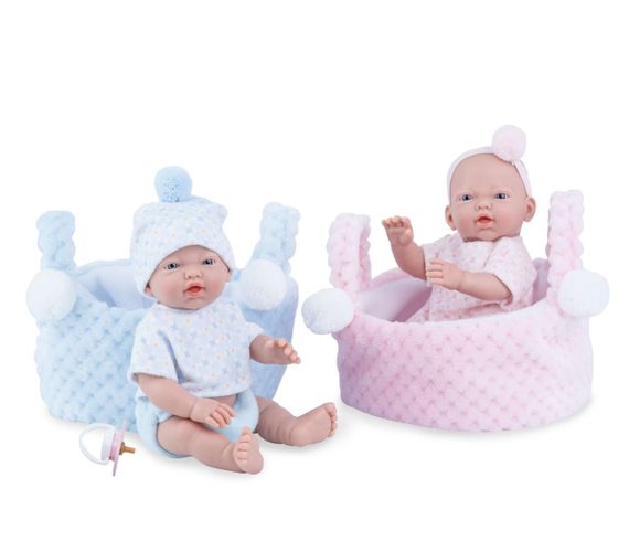 Іспанська Вінілова Лялька Пупс Marina & Pau Новонароджений Хлопчик Азур у Плетеному Кошику Cesta 21 см | Зображення 1