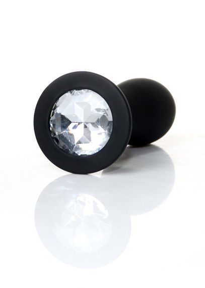 Анальна пробка - Jewellery Silicone Black Plug M Clear | Зображення 1
