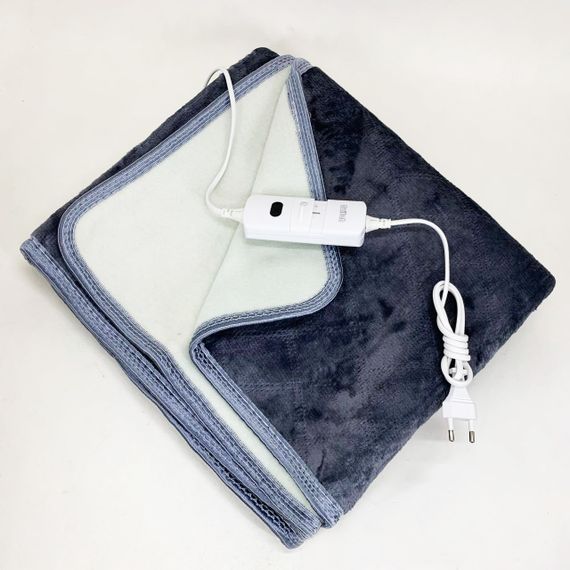 Електропростирадло односпальне 70х150 см тепле електро простирадло ковдру з підігрівом в клітинку з регулятором сірий YJ-41 | Зображення 4