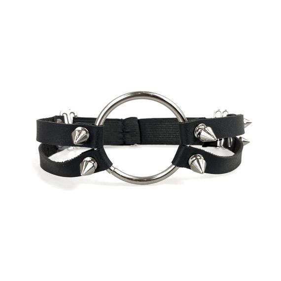 Чокер із металевим кільцем та шипами з натуральної шкіри Art of Sex - Ruby, колір Чорний | Зображення 1