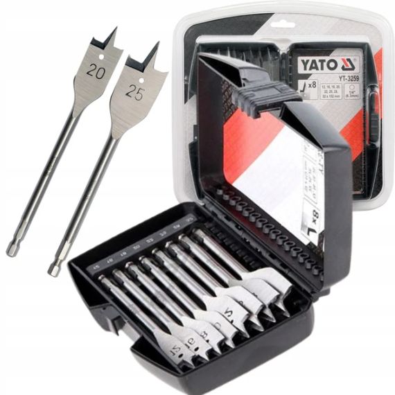 Набор сверло перовое YATO Польша 6 граней 1/4" Ø=12-32 l=152 8 штук YT-3259