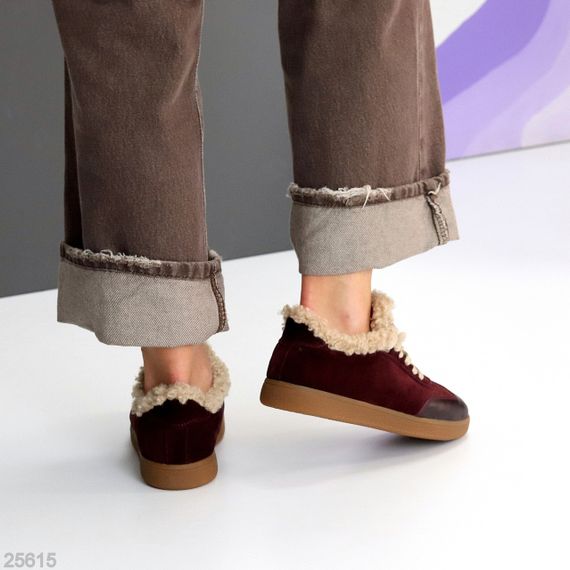 Шикарные утепленные бордовые кроссовки натуральная кожа + замша | Зображення 2