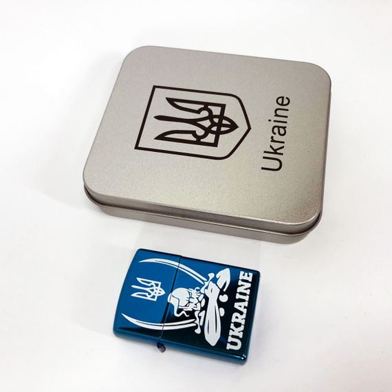 Дугова електроімпульсна запальничка USB Україна (металева коробка) HL-449. DG-606 Колір: синій | Зображення 3