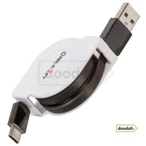 Дата кабель рулетка USB - Type C, 1 м, Tolus 3FT