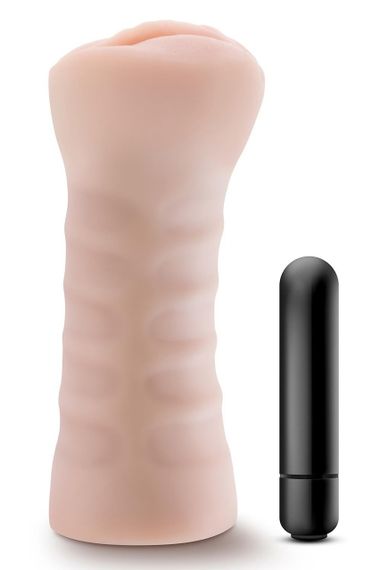 Мастурбатор-вагіна Blush Enlust Destini з віброкулею, бежевий, 11.5 см Sex Aura | Зображення 2