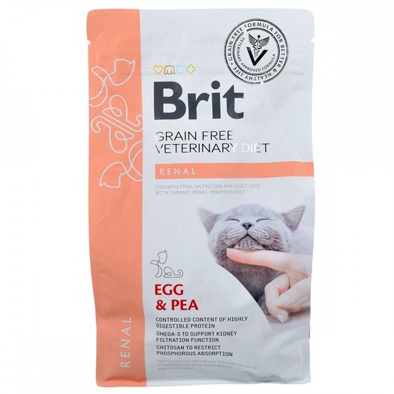 Корм сухий Brit Grain Free VetDiet Cat Renal для котів з захворюванням нирок з яйцем та горохом 2 кг | Зображення 2
