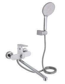 Змішувач для ванни Qtap Jay, Chrome/White (k35) з душовим гарнітуром QTJAY2601CRW45552