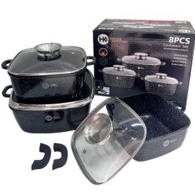 Набор казанов квадратных 3шт с крышками + 2 прихватки Higher Kitchen HK-302