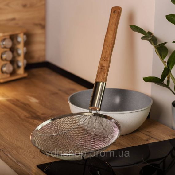 Шумовка "паук" с деревянной ручкой Ø 28 см для фритюра и вока HP-19-19-28CM | Зображення 6