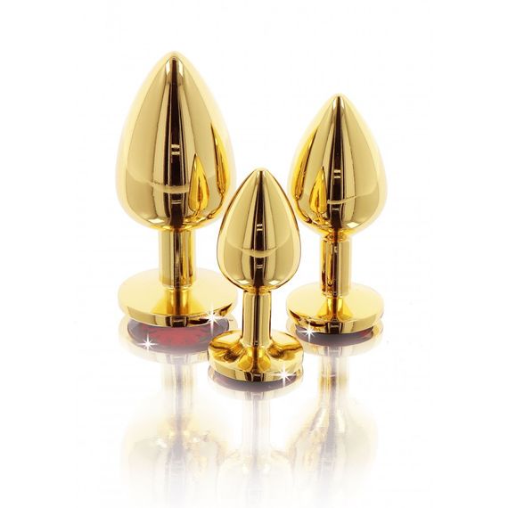 Анальний корок металевий золотистий L Butt Plug With Diamond Jewel Taboom | Зображення 3