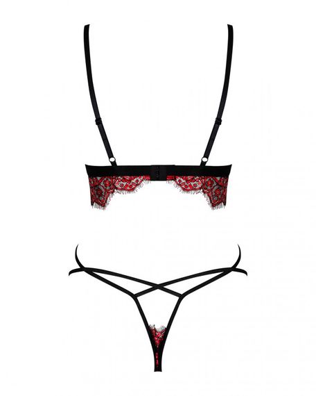 Комплект мереживної білизни, Obsessive Redessia, червоний, S/M sexstyle | Зображення 3