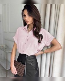 Женская летняя легкая блуза с короткими рукавами, ZE1397, цвет розовый, размер 42/44