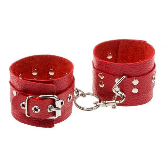 Наручники Leather Restraints Hand Cuffs Red Sex Aura
