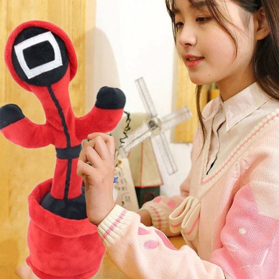 Интерактивная детская игрушка танцующий кактус Игра в кальмара поет танцует светится HQ-928 на аккумуляторе | Зображення 9