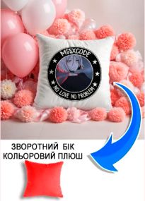 Подушка плюшева Мерч Крафт Дизайн з принтом аніме Немає кохання немає проблем червоний плюш квадратна 33х33 см