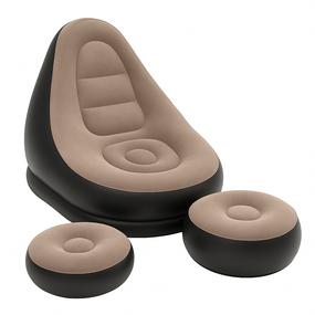 Надувное кресло с пуфом для отдыха AIR SOFA велюровое GQ-63