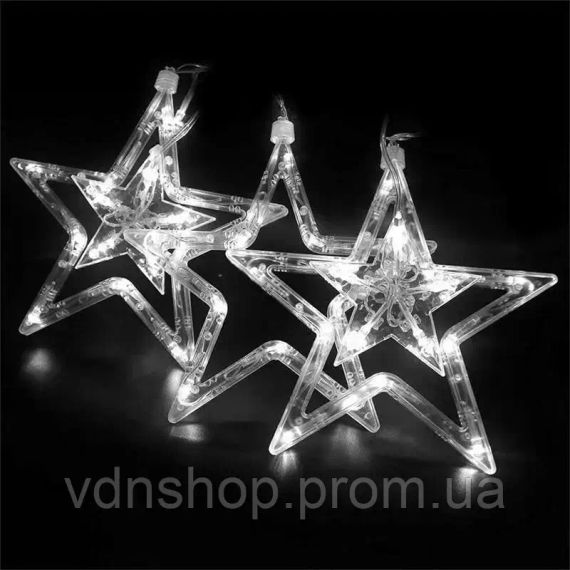 Світлодіодна гірлянда штора зорепад 138LED (гірлянда із зірками): довжина 2,5м (білий колір) | Зображення 3