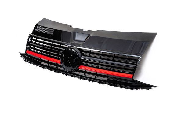 Передні решітку з червоною смужкою (під емблему) для Volkswagen T6 2015-2024, рр | Зображення 1