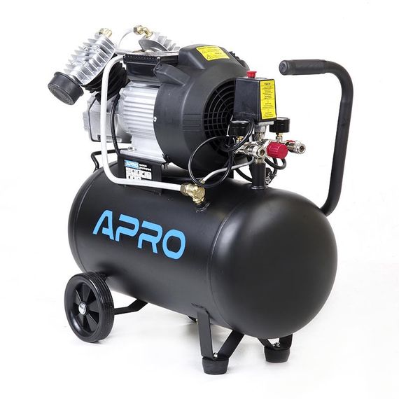 Компресор двоциліндровий 2.2 кВт 416 л/хв 8бар 50 л (2 крани) APRO 8501781 | Зображення 1
