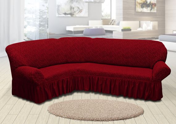 Жакардовий чохол на кутовий диван зі спідницею | Зображення 2