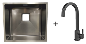 Мийка Quadro 49 Celldecor Nano Graphite + Змішувач FKM 71 Black Steel 8213.401.0046