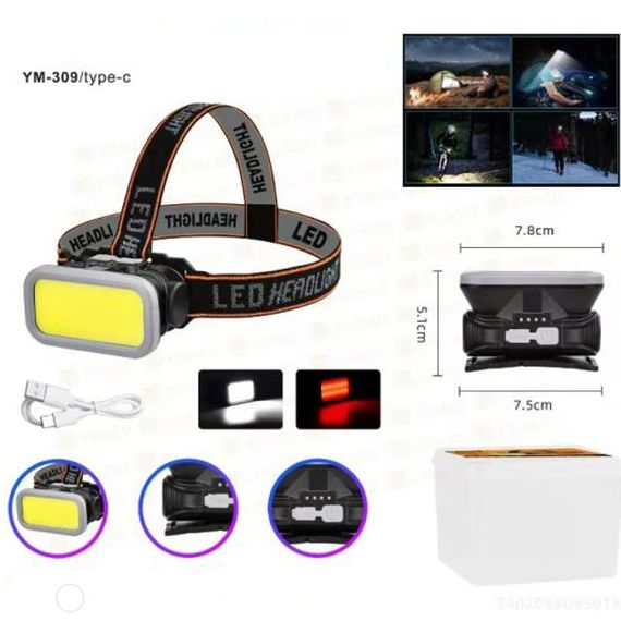 Тактичний ліхтар з ремінцем для голови, Ліхтарик на голову для домашніх робіт, Налобний прожектор VA-84 | Зображення 2