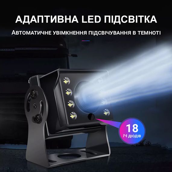 Парковочный комплекс для грузовых автомобилей Podofo Z2109, с 2-мя камерами заднего вида и монитором 8" | Зображення 6